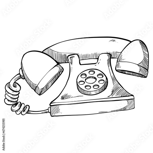 Rotary telephone handdrawn illustration