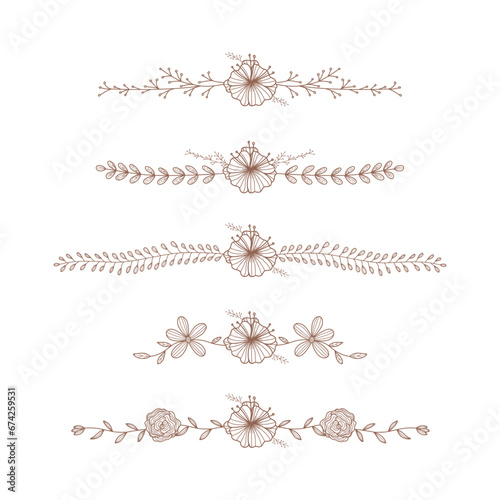 hand drawn blossom flower line divider decoration collection