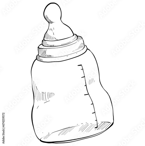 Milk bottle baby handdrawn illustration