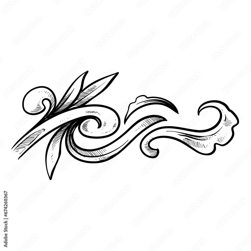 Fototapeta premium floral frame border ornament handdrawn illustration