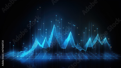 Business candle stick graph chart of stock market investment trading on futuristic blue background