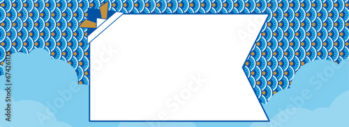 子どもの日向け　こいのぼりのウロコとシルエットのフレーム（バナー向け横長）