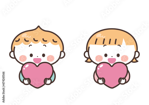 ハートを抱きしめる子供