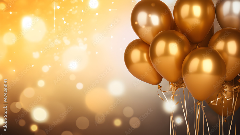 Gold Balloon on gold bokeh background Gold Balloon on gold bokeh background