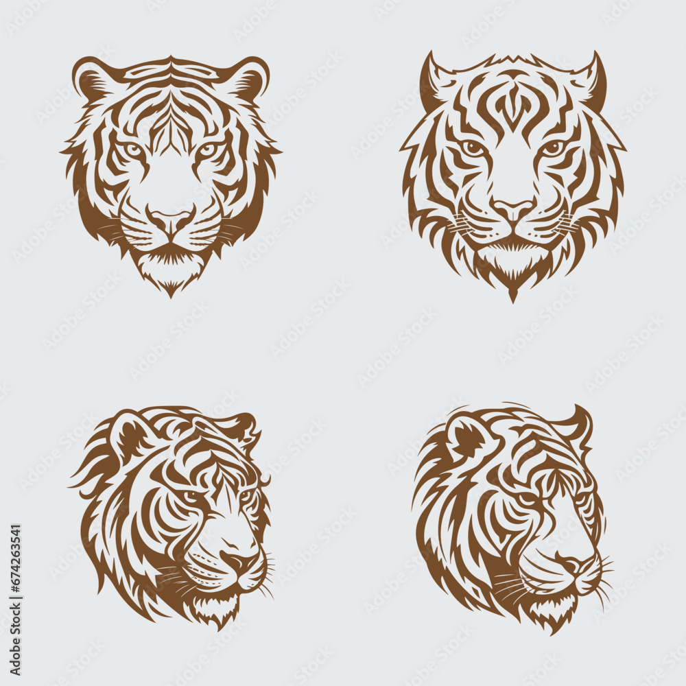 Obraz premium Tiger head vector logo design, illustration 