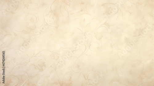 soft pastel color beige background parchment with a thin barely noticeable floral ornament, wallpaper copy space, vintage design