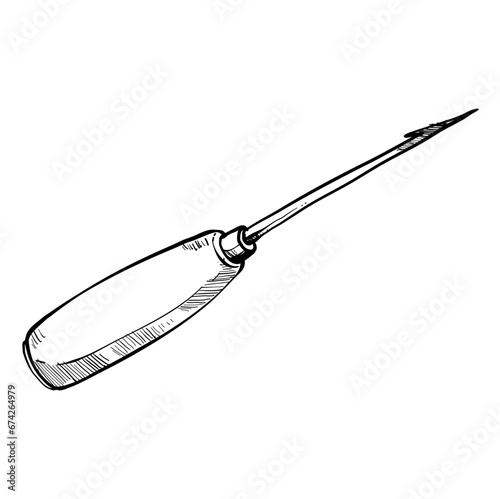shoes awl handdrawn illustration