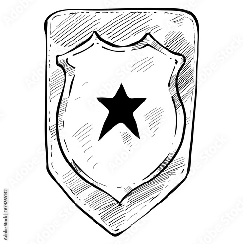 police badge handdrawn illustration
