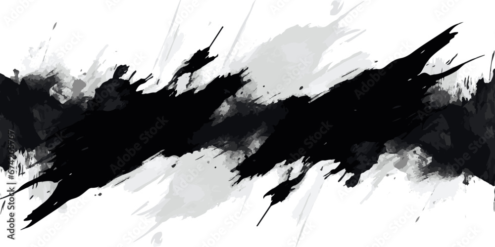 Naklejka premium artistic texture of ink brush strokes, Isolated ink splashes and drops. Different handdrawn spray design, grunge splash