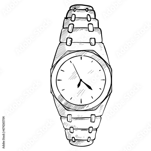 analog wristwatch handdrawn illustration