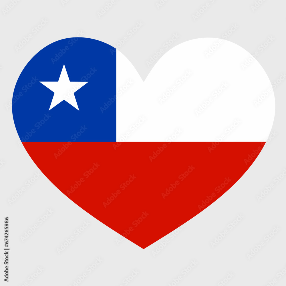 Vector illustration of the Chile flag with a heart shaped isolated on plain background. Vector illustration of the Chile flag with a heart shaped isolated on plain background.