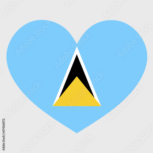 Free Download Vector illustration of the Saint Lucia flag with a heart shaped isolated on plain background. - GFXLoad