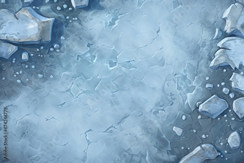 top down illustrated asset of a ice bridge environment, material texture