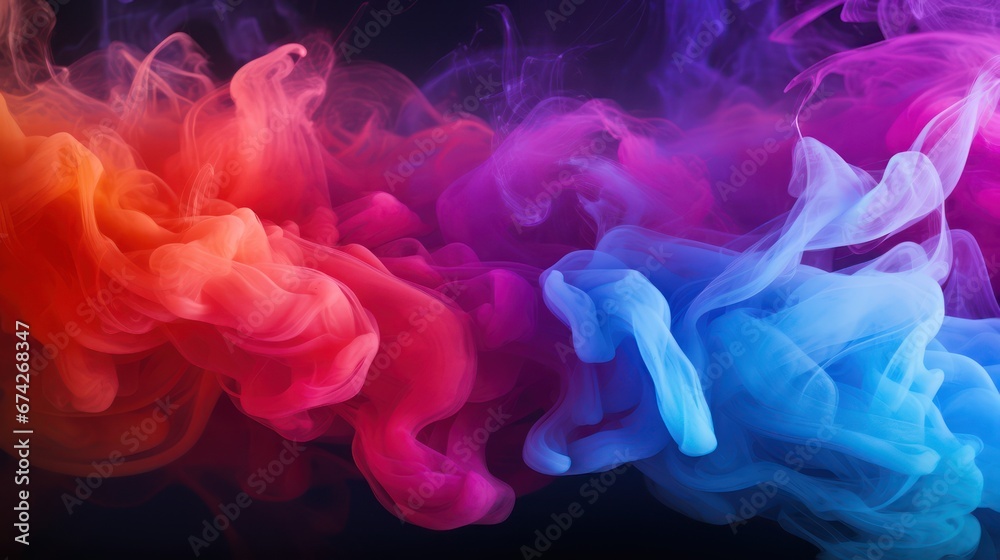 A Spectacular smoke and mist with a variety of bright contrasting colours. Bright and intense abstract backgrounds or wallpapers.