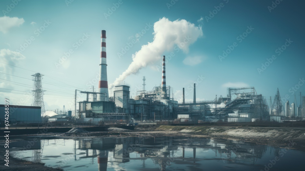 A Main power plants and power generators High voltage poles in power plants Energy and energy saving concepts. A Main power plants and power generators High voltage poles in power plants Energy and energy saving concepts.