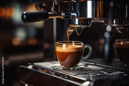 Espresso coffee machine making espresso  photo