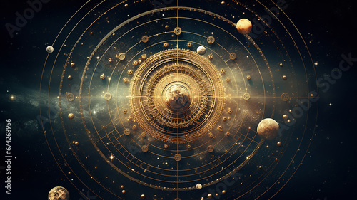 astrological background with planets and copy space photo