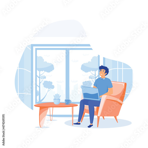 Hotel sevices. business lobby, work trip, check-in at the reception. flat vector modern illustration 