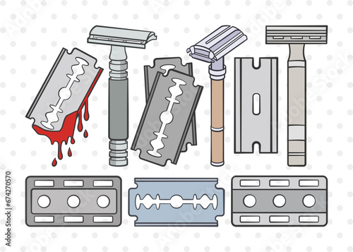 Blade Razor Clipart SVG Cut File | Blade Razor SVG | Blade Svg | Razor Svg | Shaving Svg | Vintage Razor Bundle