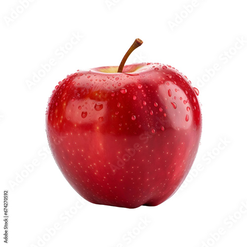 Fresh round red apple isolated on transparent and white background