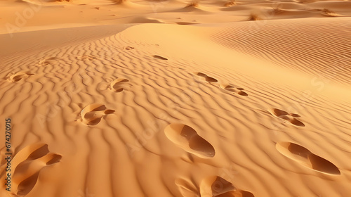 Desert sand background with footprints