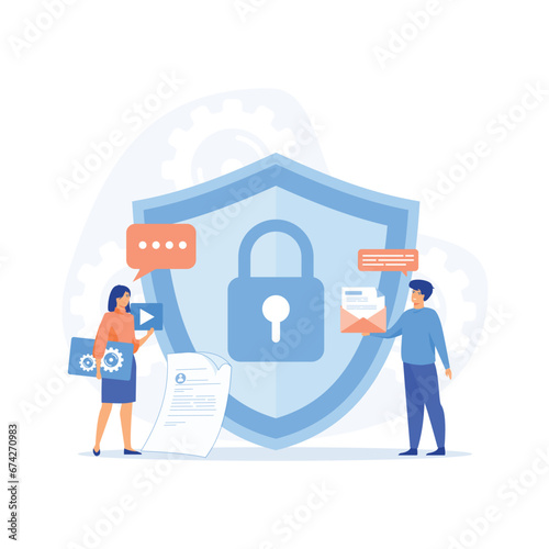 Data protection. Safety and confidential data protection, flat vector modern illustration 