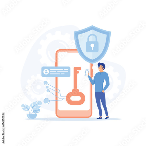 Data protection. Data security and privacy and internet security, flat vector modern illustration 