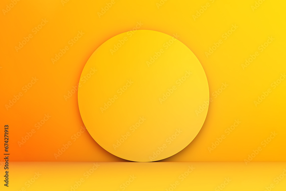 Empty circle on the wall in gradient yellow room background