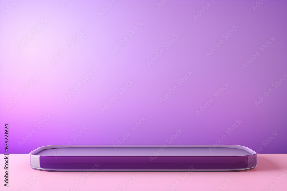 Plate podium or platform for product placement display in purple pink room background Plate podium or platform for product placement display in purple pink room background