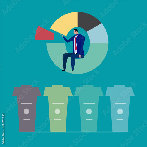 Investment asset allocation and balancing concept Businessman investors make pie charts to balance their portfolios to suit risk and return.