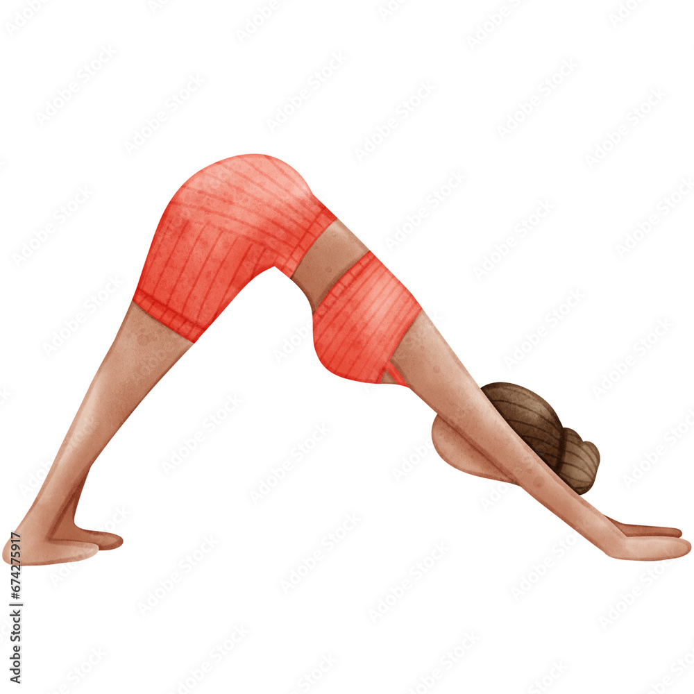 © Saltyarts design - Yoga Pose, watercolor yoga, woman