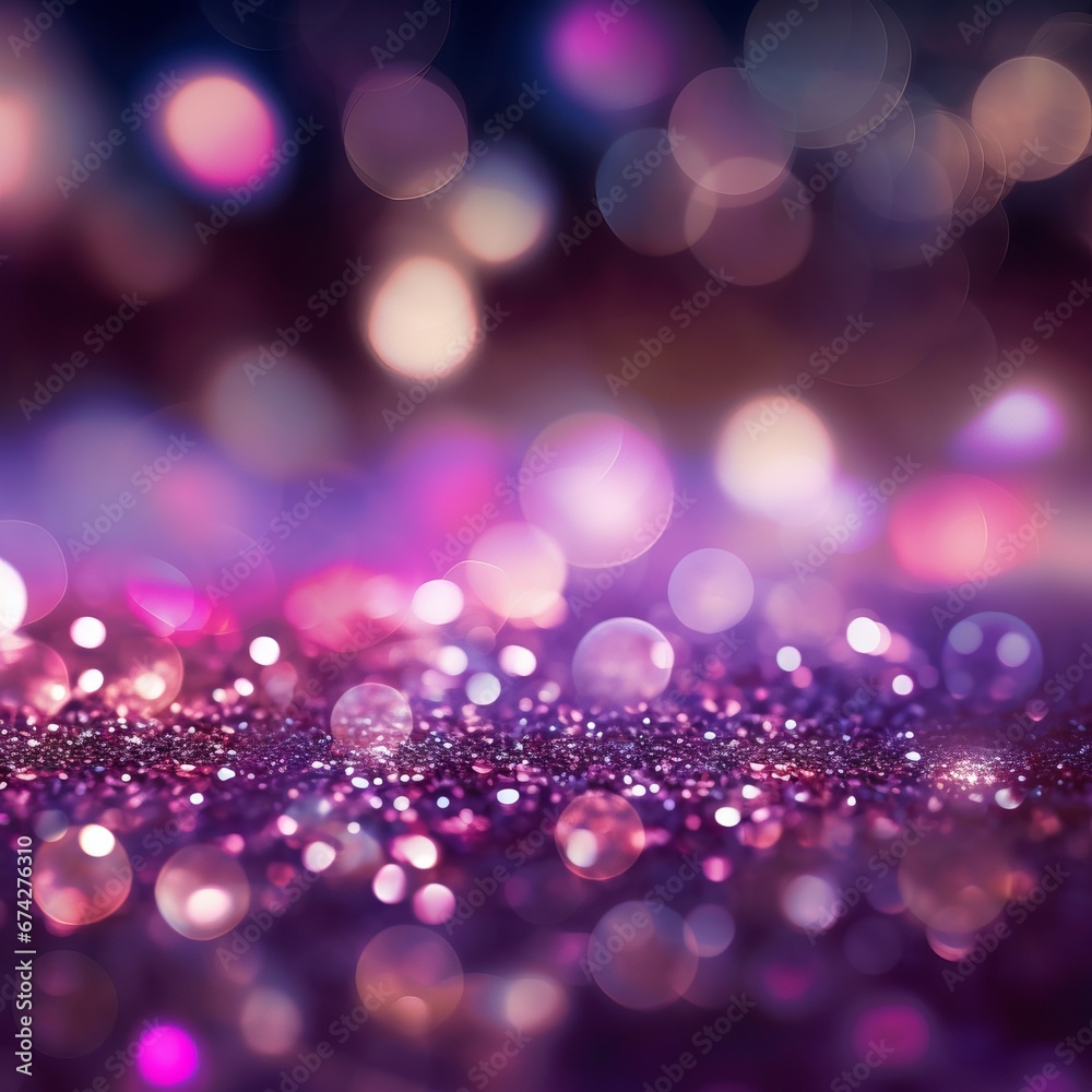 Defocused bokeh background of glittering sparkles and lights