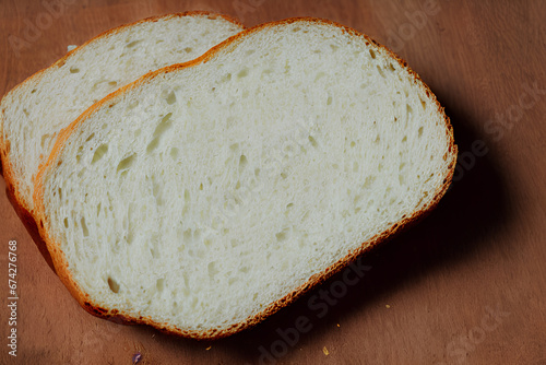 A fresh slice of white bread with a soft, fluffy interior and a lightly toasted crust, evoking the comforting aroma and taste of freshly baked bread.