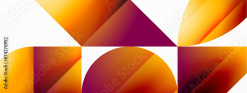 Serene gradient template. Circles and triangles mingle in minimalist perfection. Gentle fusion of forms and hues creates balanced yet captivating backdrop, embodying modern sophistication