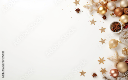 Christmas composition. Christmas, winter, new year concept. Flat lay, top view, copy space