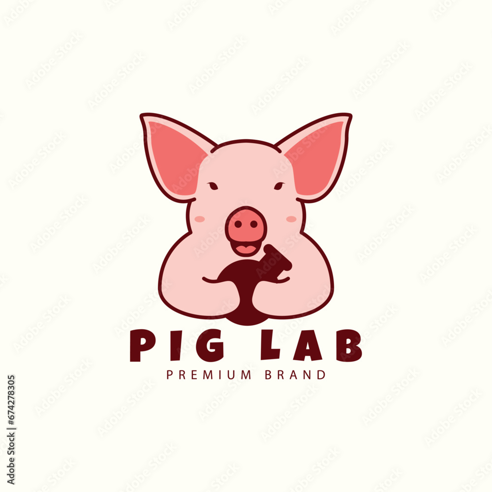 cute pig cartoon logo with laboratory vector icon symbol illustration design animals cute pig cartoon logo with laboratory vector icon symbol illustration design animals