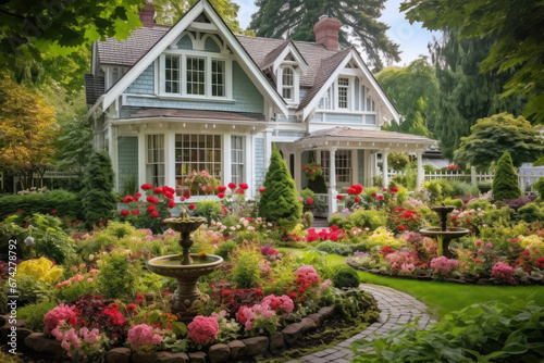  a classic house with flower garden © Kien