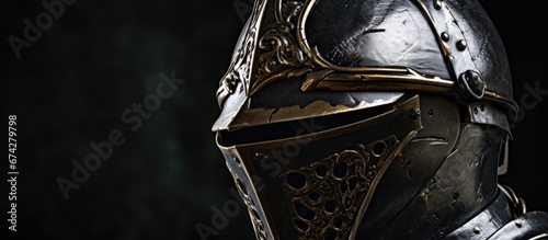 Zoomed in image of a knight s helmet