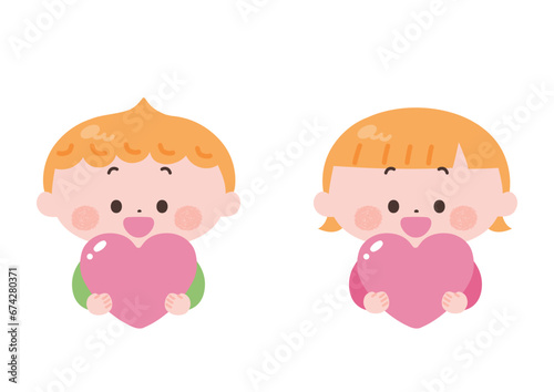 ハートを抱きしめる子供