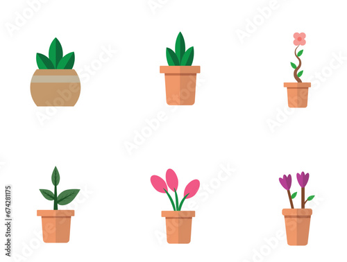 Seamless pattern potted plant illustration with beautiful flower pot concept on white background.