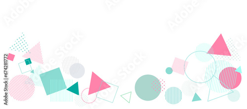 ポップな幾何学模様のフレームイラスト　背景イラスト　ジオメトリック　メンフィス