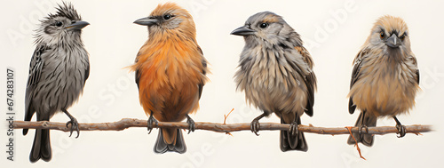 Wallpaper Mural  birds in front of white background  ai generative Torontodigital.ca
