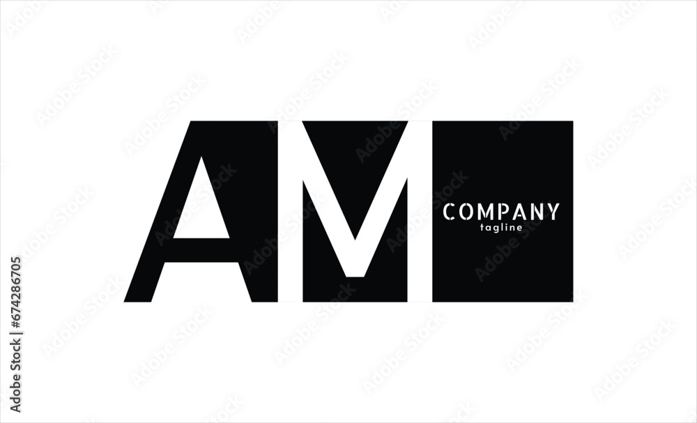 Vector logo with letters A and M abstract illustration. Vector logo with letters A and M abstract illustration.