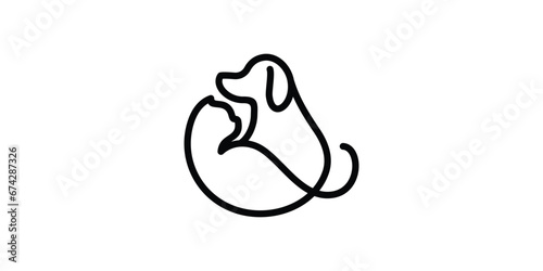 animal pet logo design with a combination of dogs and cats and made in a line style.