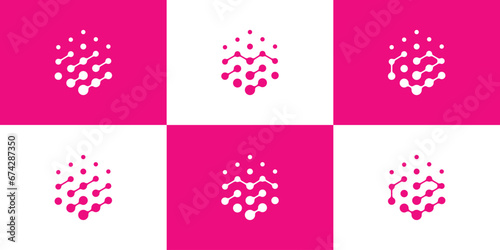 The logo design is a combination of love and hexagon shapes with a technology and interconnected style.