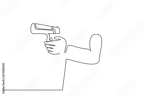 man holding gun pistol threatening business employee stress problem line art design