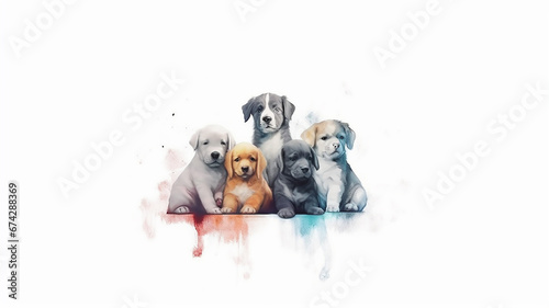 multicolored paint dogs. . spectrum  symbol of creativity  fantasy  isolated on a white background