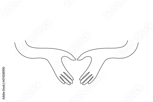 human person hands making heart symbol line art design