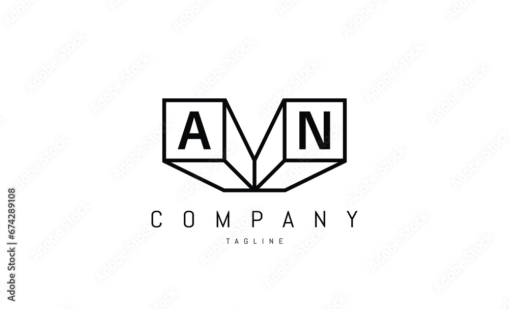 Vector logo with letters A and N abstract illustration. Vector logo with letters A and N abstract illustration.