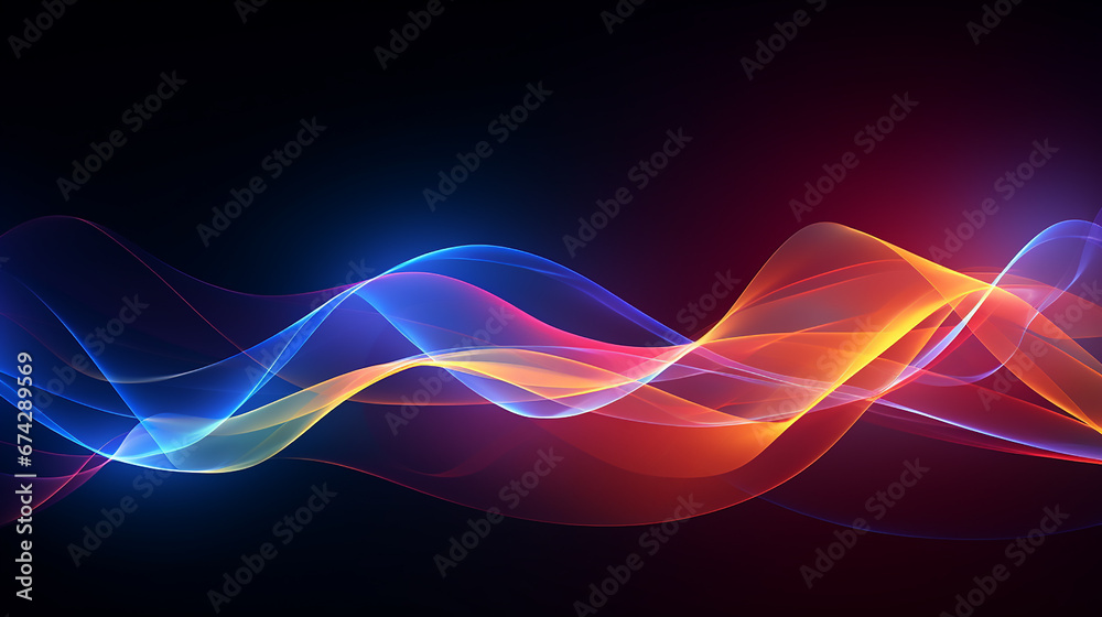 Dark abstract background with glowing wave. Shiny moving lines design element. Modern colorful flow poster. Abstract wave soft gradient color and dynamic shadow 3d colorful gr wave background.